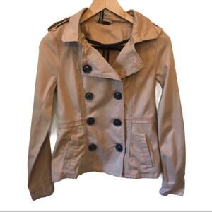 Divided H&M Khaki Military Jacket Blazer Size 4 Classic Neutral  Beige Tan
